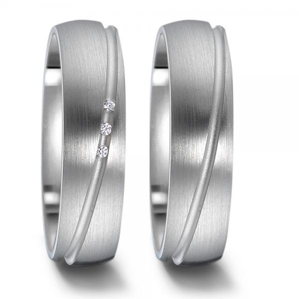 Trauringe Weissgold von Weidner 62138 + 72138